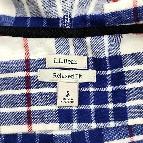 L.L. Bean Women's Relaxed Fit Light Flannel Plaid Cotton Hood Zip Up Jacket Sz S - Picture 8 of 12